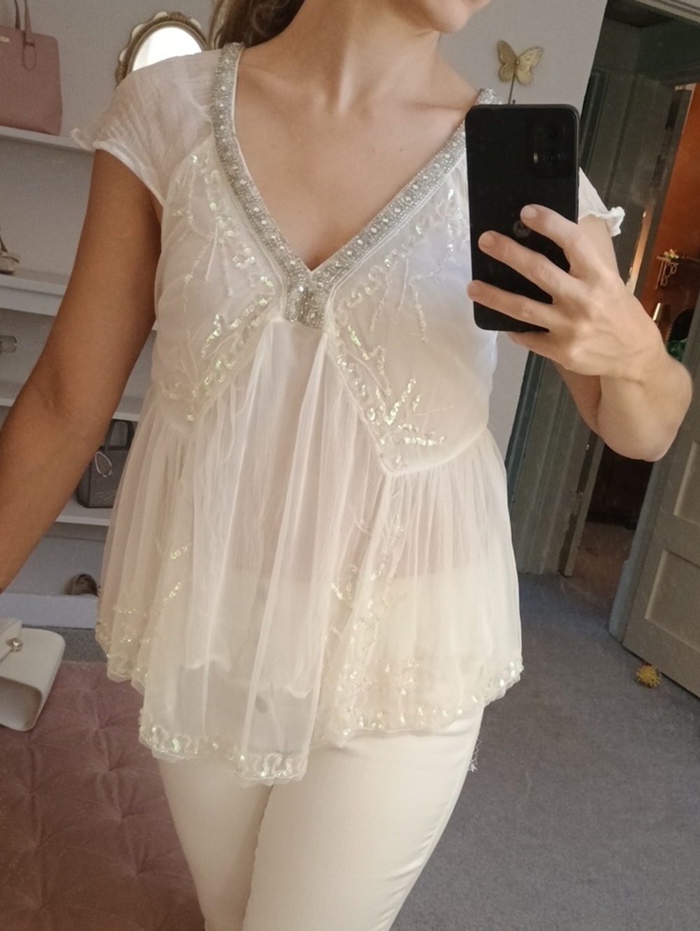 Free people top with beading and sequins